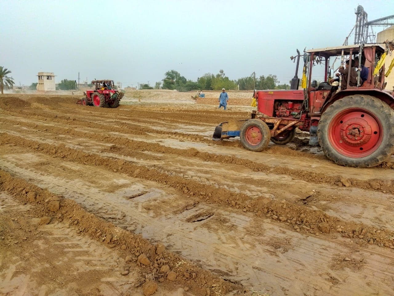 Ongoing construction site with heavy machinery