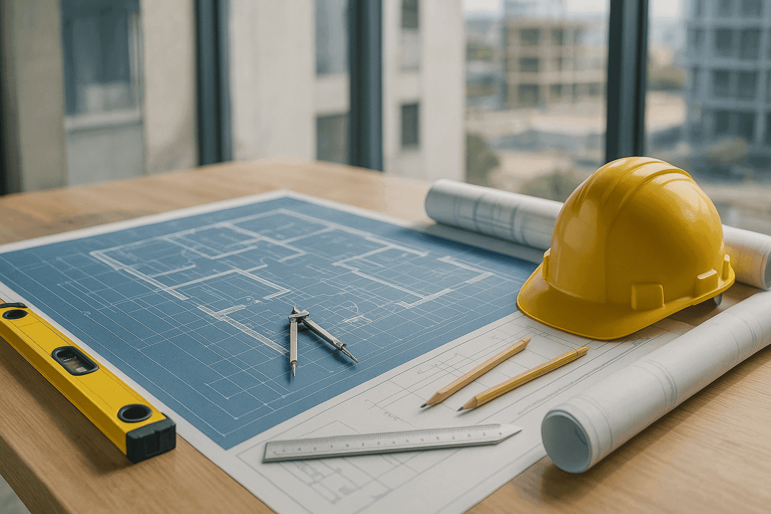 Construction blueprints and tools